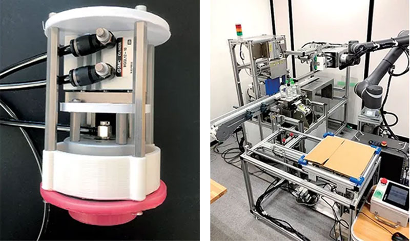 写真:「枡形計量ハンド」(左)と「被せケーサー」(右)