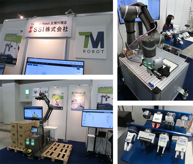 写真1. TMパレタイジングオペレーター(左下)とスマート協働ロボット(右上)